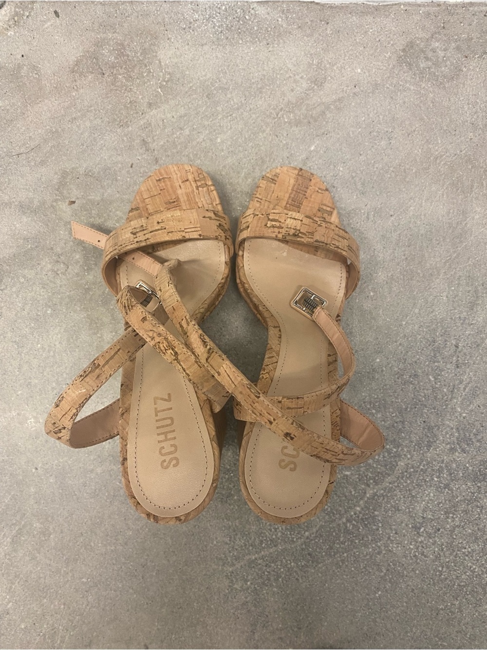 NEW Schutz Cork Platform Block Heel Sandals, Size 9 - Picture 5 of 6
